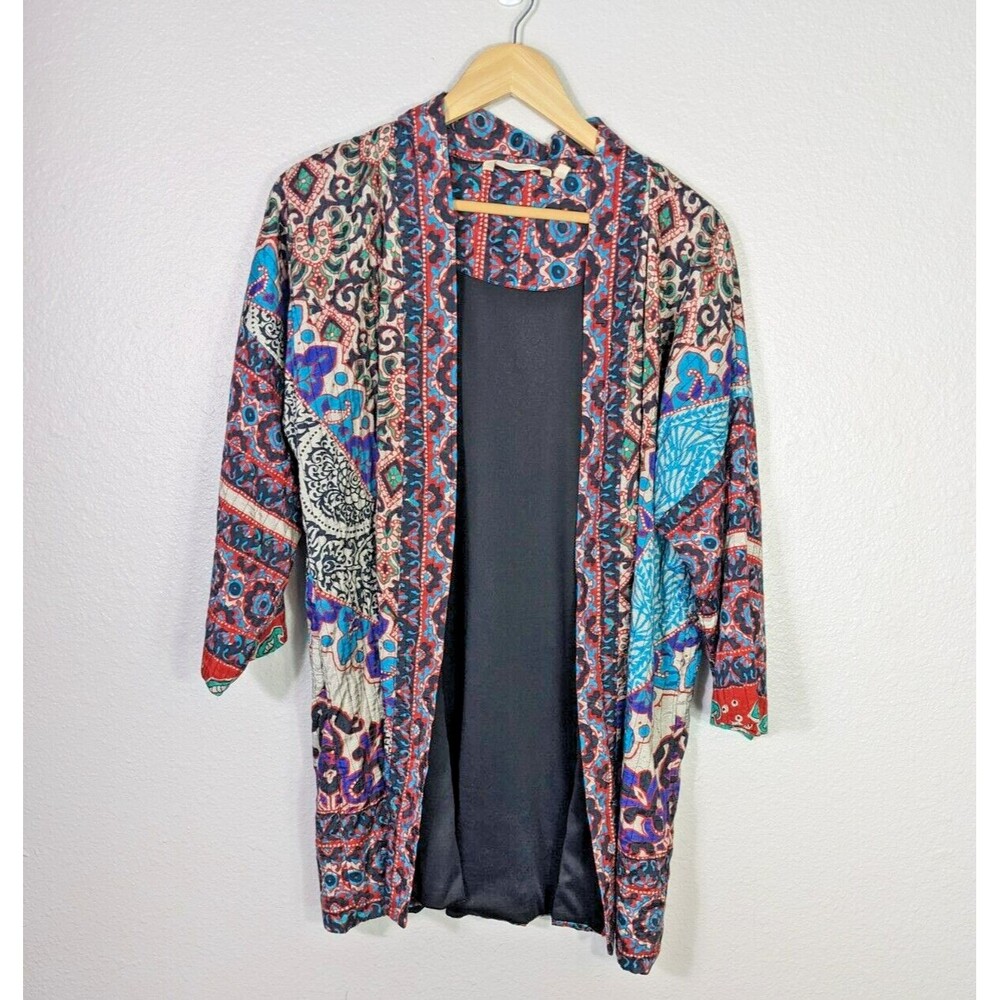 Soft Surroundings Topper Floral Women’s Large Jacket Blazer Boho Art to Wear N58